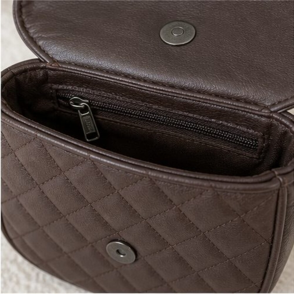 Brown Quilted Crossbody Bag - Picture 4 of 6